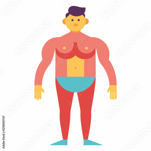 Body Fat illustration of a muscular man in a colorful style