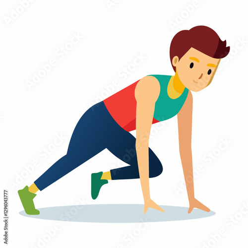 Burpee exercise illustration of a person preparing to jump