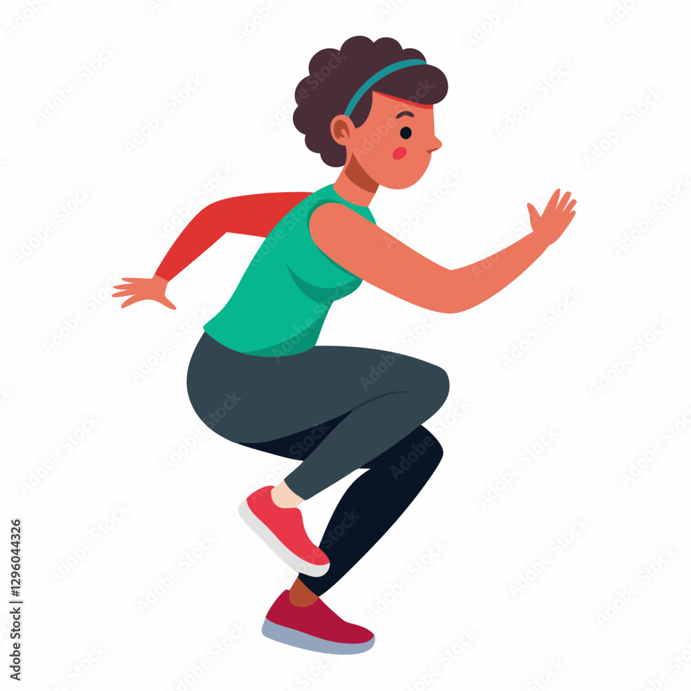 Jump Squat - woman exercising in dynamic motion Jump Squat - woman exercising in dynamic motion