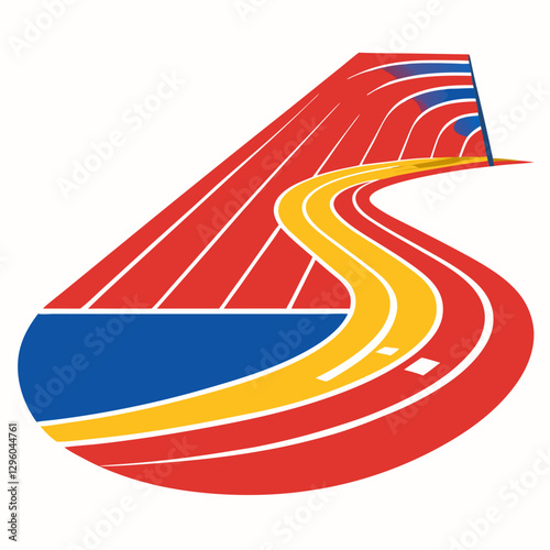 Running track illustration with vibrant colors and curves