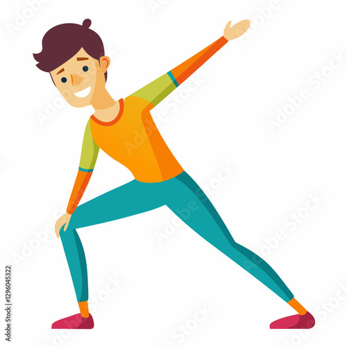 Cheerful person warming up in vibrant athletic clothing