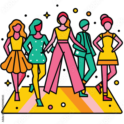  fashion show  vector colorful illustration