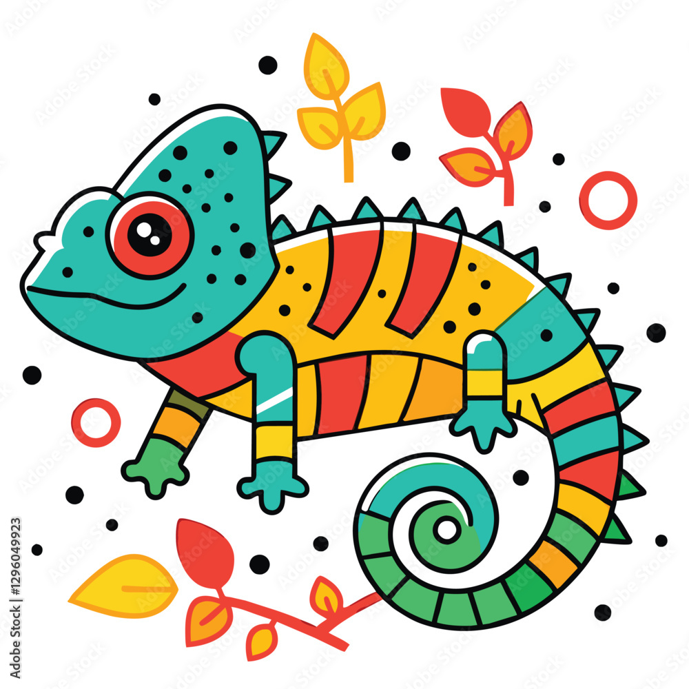 Obraz premium chameleon animal colorful illustration vector design 