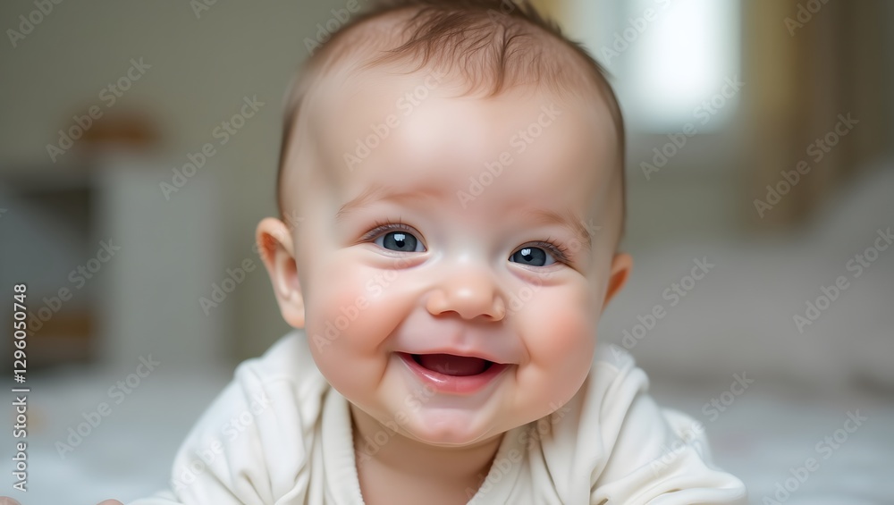 photograph of a cute, smiling baby boy with a happy expression photograph of a cute, smiling baby boy with a happy expression