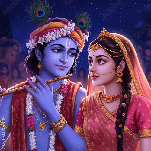 Playful Krishna Radha with ...