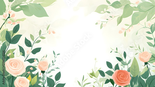 beautiful floral design featuring soft rose motifs and lush greenery, perfect for Earth Day celebrations or nature themed events. gentle colors create serene atmosphere