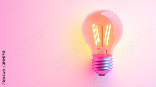 pink light bulb on pastel pink background as a concept of idea or insight