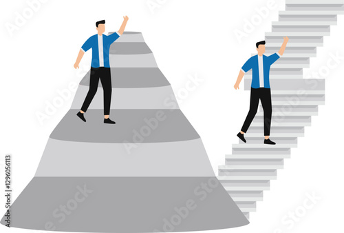 Take the easy way out,difference two businessman solving between hard & easy way