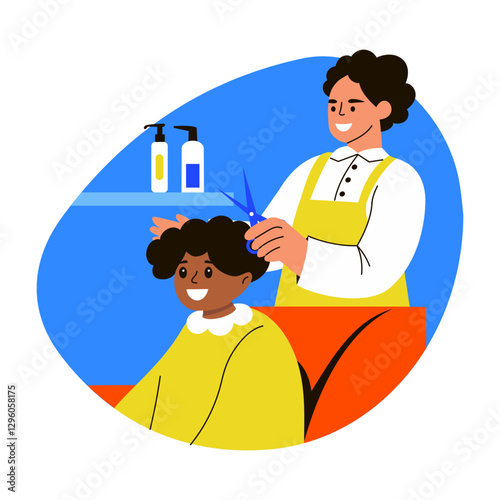 Kid haircut illustration in flat style