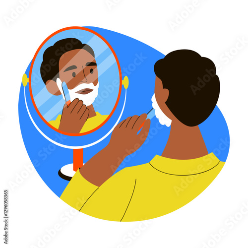 A flat style illustration of a character doing razor shaving