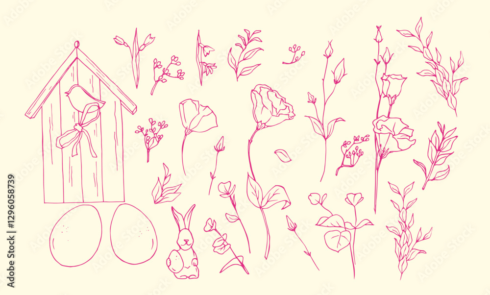 Easter hand drawn doodles set. Vector isolated elements Easter hand drawn doodles set. Vector isolated elements