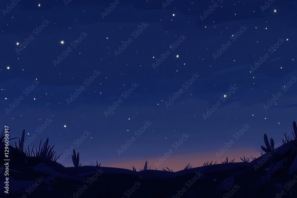 starry night over a rugged desert, twinkling constellations glowing in a deep indigo sky, faint silhouettes of cacti under a shimmering milky way, evoking cosmic wonder. starry night over a rugged desert, twinkling constellations glowing in a deep indigo sky, faint silhouettes of cacti under a shimmering milky way, evoking cosmic wonder.