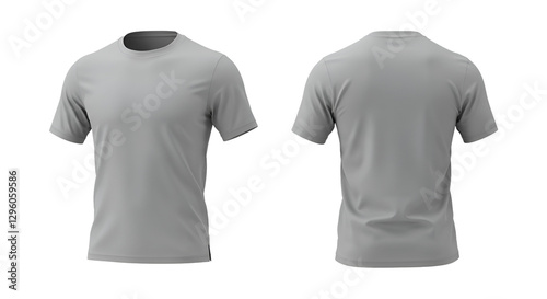 Grey Color 3D Mockup t-shirt in a floating style on a transparent white background