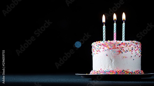 A frozen yogurt cake decorated with festive sprinkles and candles, celebrating a special occasion with a lighter and tangier alternative to traditional cake.