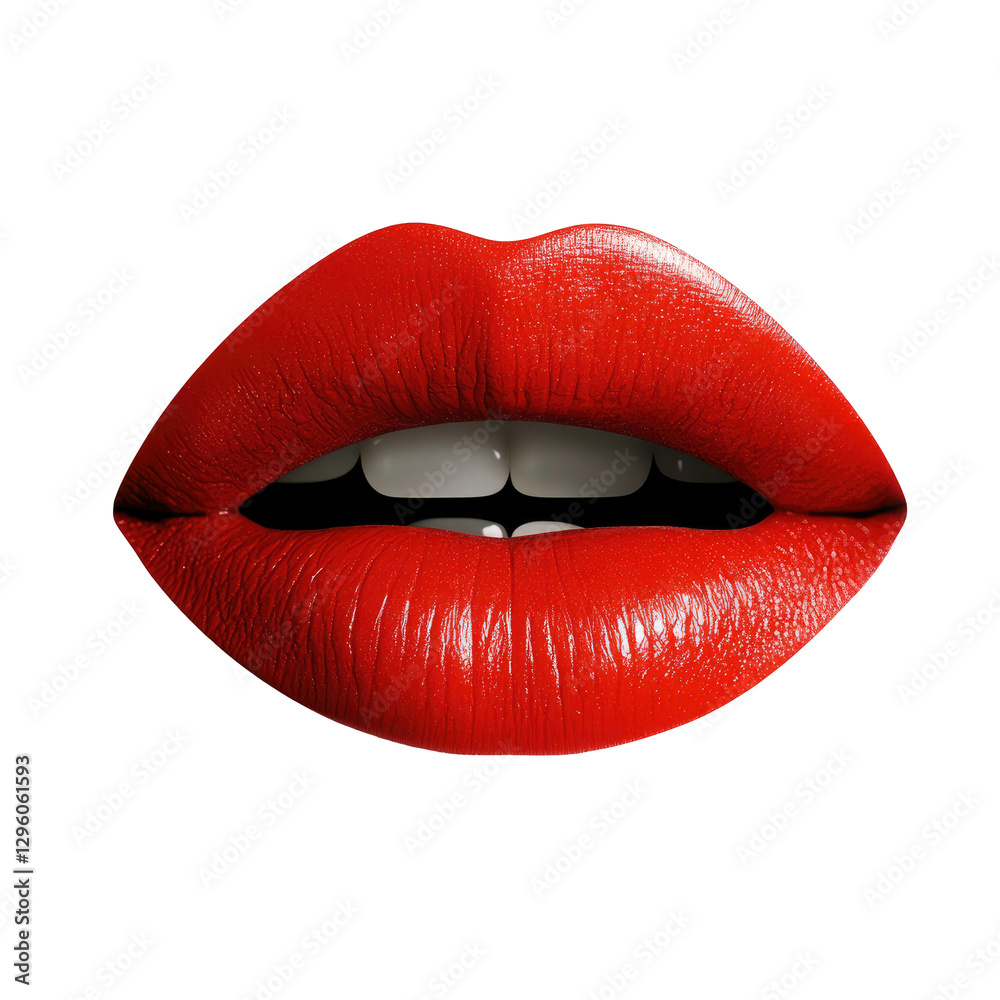 Red Lips with Glossy Finish on transparent background Red Lips with Glossy Finish on transparent background