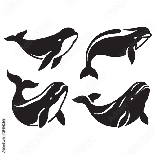 Abstract Beluga Whale silhouette, offering a fresh artistic approach - Beluga illustration - Minimalist Beluga vector - Whale silhouette
