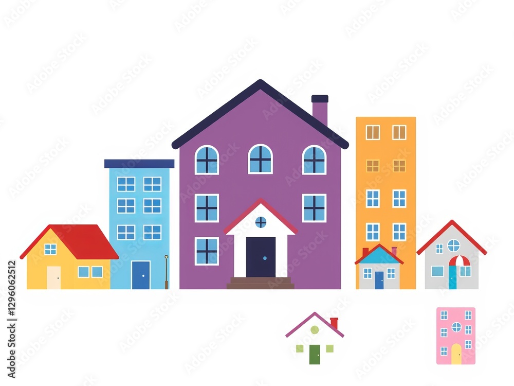 Fototapeta premium Charming Residential House Abundant with Large Windows Surrounded by Lush Greenery and Bright Sunlight