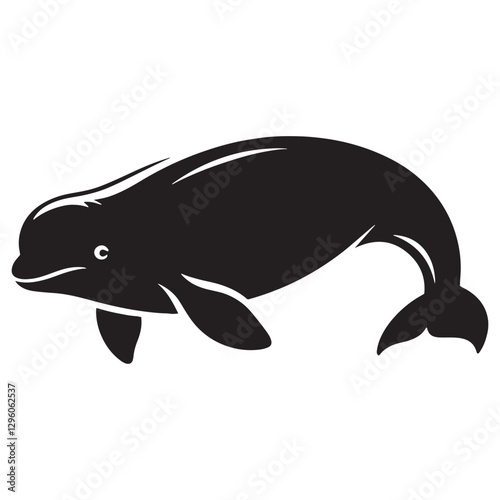Compact Beluga Whale silhouette, an excellent marine design choice - Beluga illustration - Minimalist Beluga vector - Whale silhouette
