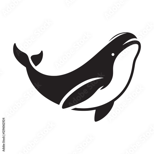Stylized Beluga Whale silhouette, blending modern and classic design - Beluga illustration - Minimalist Beluga vector - Whale silhouette
