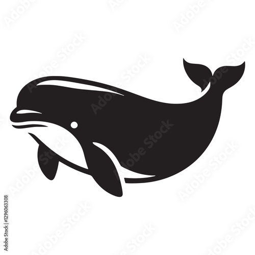 Artistic Beluga Whale silhouette, crafted for unique oceanic visuals - Beluga illustration - Minimalist Beluga vector - Whale silhouette

