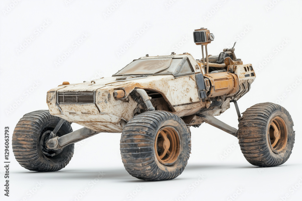 Detailed side shot of Mars rover, Space vehicle, vehicle miniature, white background Detailed side shot of Mars rover, Space vehicle, vehicle miniature, white background