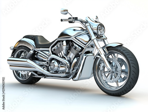 Wallpaper Mural Metallic Motorcycle model, reflective vehicle, isolated on white Torontodigital.ca