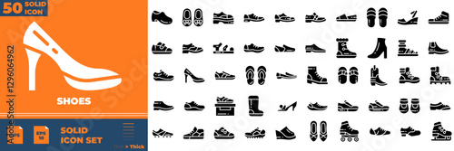 Shoes Solid Editable Icons set