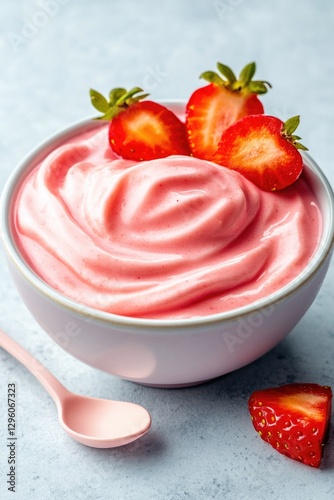 Wallpaper Mural Creamy strawberry dessert topped with fresh berries, inviting an Torontodigital.ca