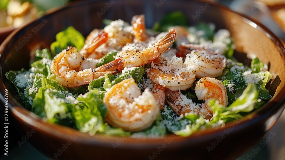 Shrimp and vegetable salad with fresh ingredients on a bowl Shrimp and vegetable salad with fresh ingredients on a bowl