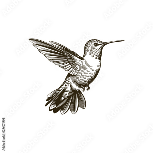 Vintage engraving woodcut hummingbird vector illustration art design