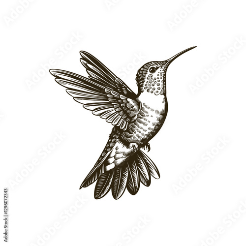 Vintage engraving woodcut hummingbird vector illustration art design