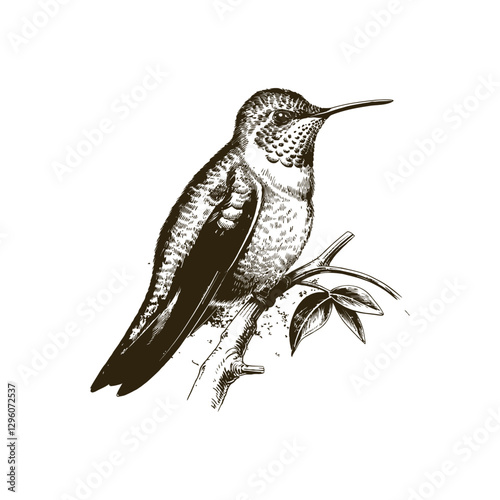 Vintage engraving woodcut hummingbird vector illustration art design