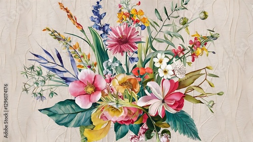 Bouquet floral botanical flowers. Wild spring leaf wildflower isolated. Watercolor illustration set. Watercolour drawing fashion aquarelle. Seamless background pattern. Fabric wallpaper print texture.