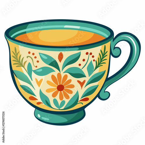 hand painted ceramic teacup