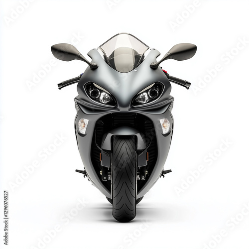 Obraz na płótnie Head-on view of Sport bike, Motorcycle, front facing vehicle, isolated on white w salonie