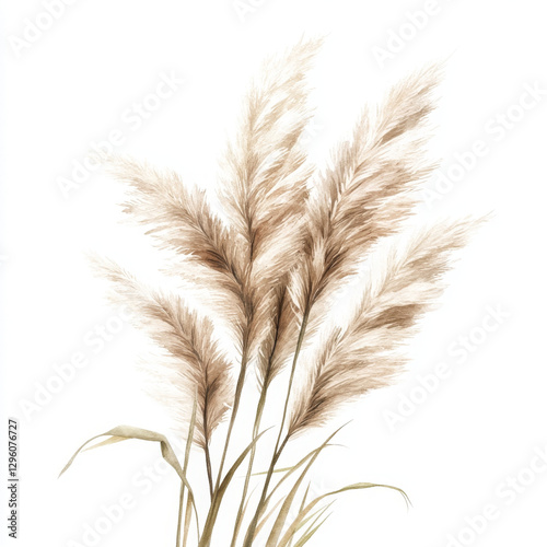 Illustration painted in realistic boho style shows calm, aesthetic water color