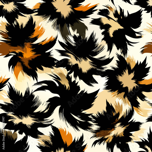Seamless ink wash texture with abstract brushstroke pattern in earthy tones