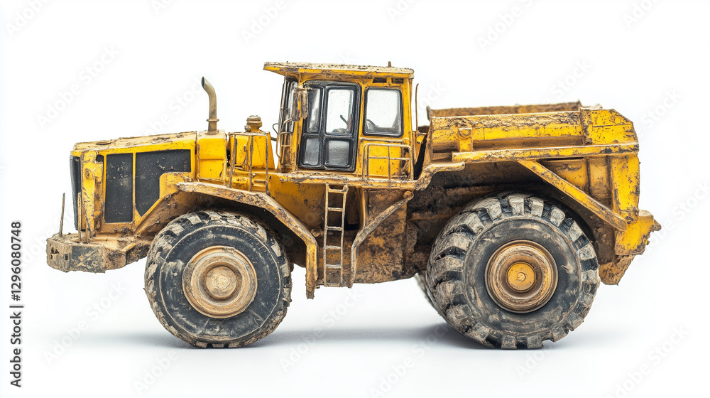 Side view of Underground loader, Mining vehicle, scale model vehicle, isolated on white Side view of Underground loader, Mining vehicle, scale model vehicle, isolated on white