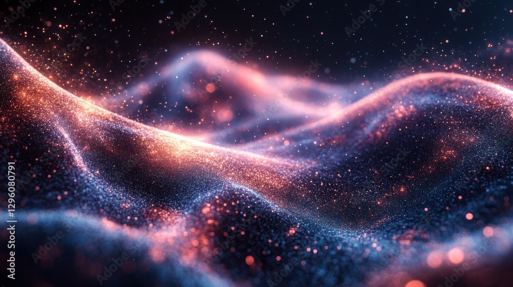 Fototapeta premium Visual Representation of Voice Assistant Through Glowing Sound Waves in Dark Space. Generative AI