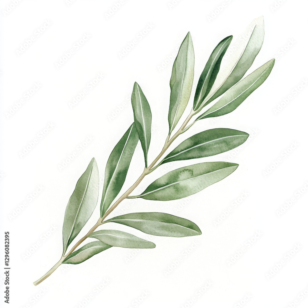 Fototapeta premium Watercolor painting of realistic branch makes people feel serene