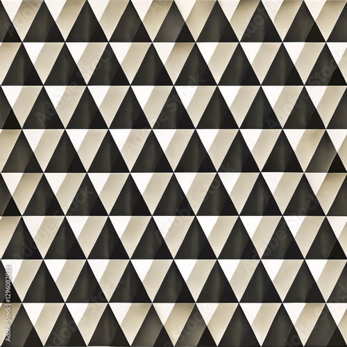 Seamless geometric pattern with black and beige triangles