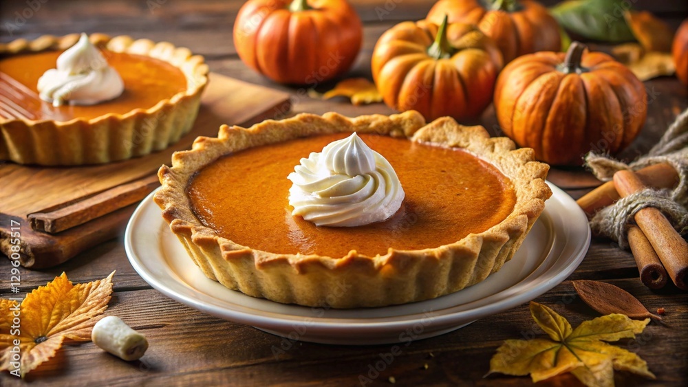Classic Pumpkin Pie with Whipped Cream Swirl Classic Pumpkin Pie with Whipped Cream Swirl