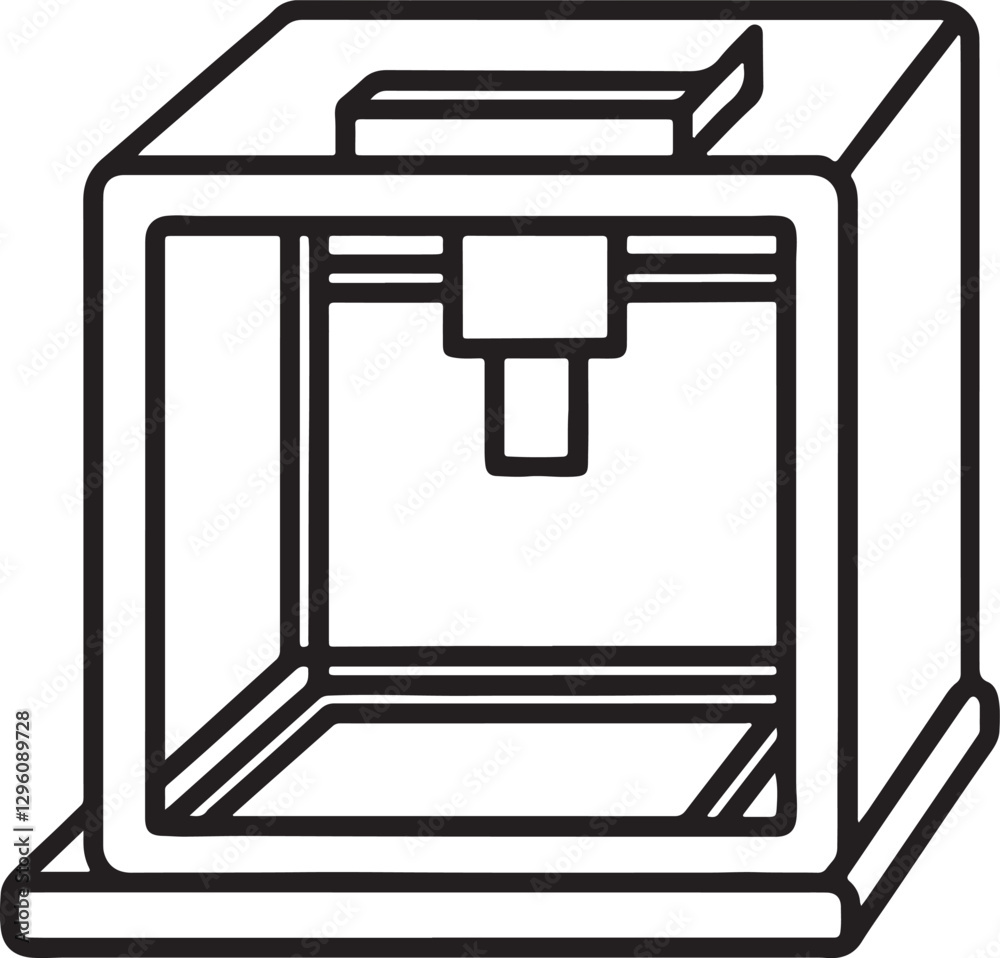 3d printer line art, black outline, vector and illustration, line art and outline 3d printer line art, black outline, vector and illustration, line art and outline