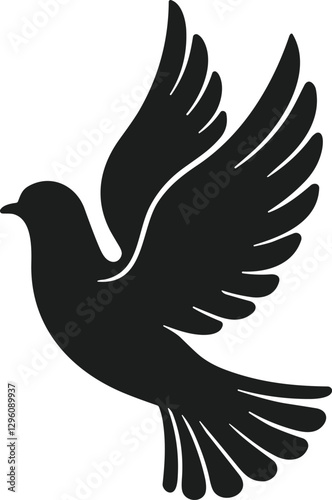 Elegant Flying Dove Silhouette Vector Illustration