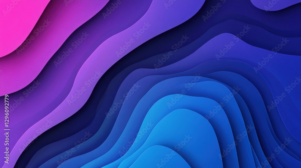 Obraz premium A blue and purple gradient background with a wave pattern. The colors are vibrant and the waves are smooth