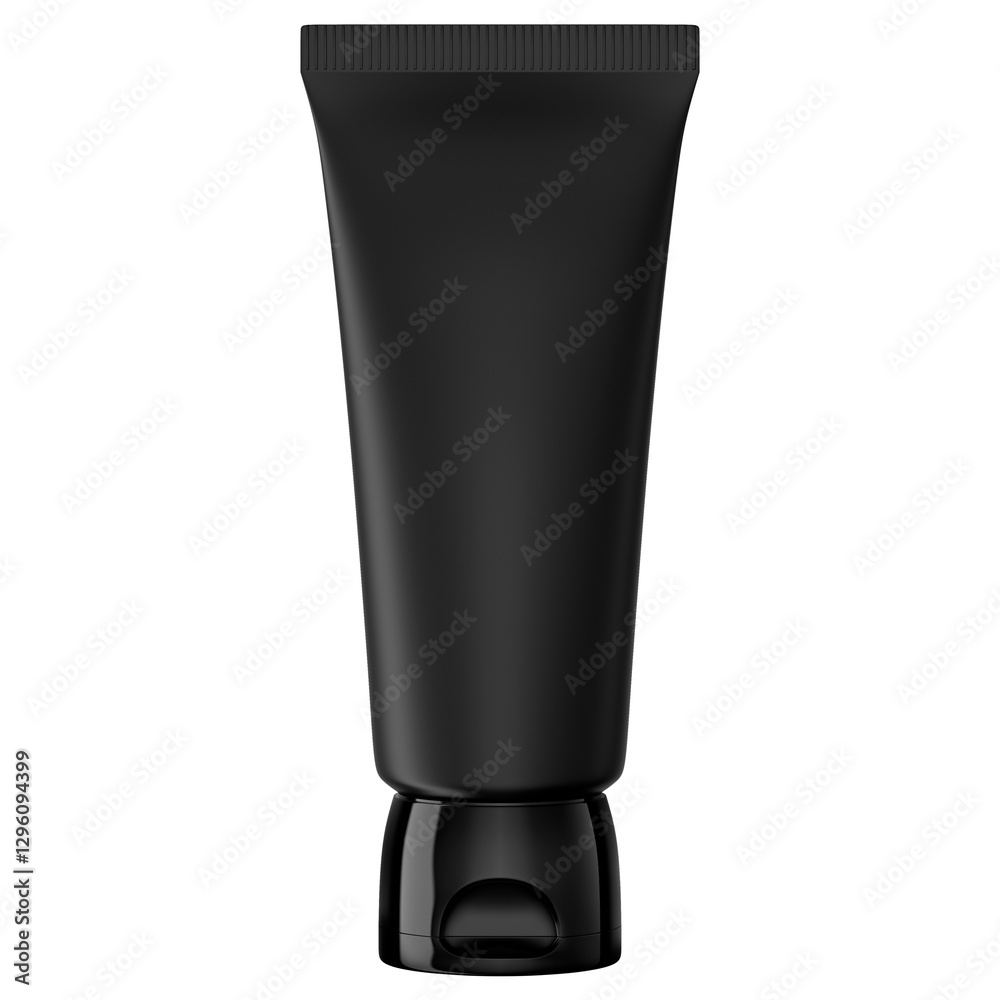 Black blank cosmetic tube mockup, front view Black blank cosmetic tube mockup, front view