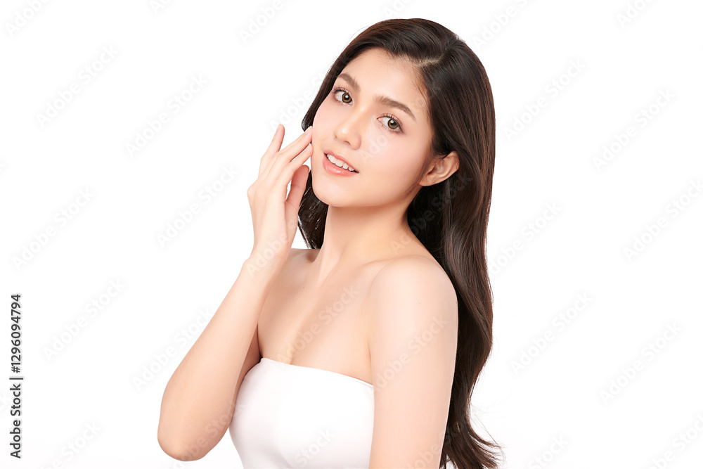 Beautiful young asian woman with clean fresh skin on white background, Face care, Facial treatment, Cosmetology, beauty and spa, Asian women portrait. Beautiful young asian woman with clean fresh skin on white background, Face care, Facial treatment, Cosmetology, beauty and spa, Asian women portrait.