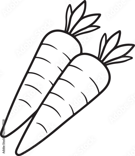 carrot line art, black outline, vector and illustration, line art and outline