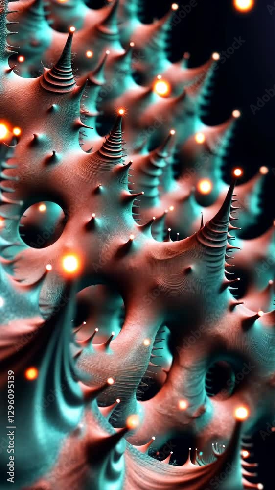 A close up of a very detailed and colorful image of a tree. The tree is made up of many small, pointy shapes