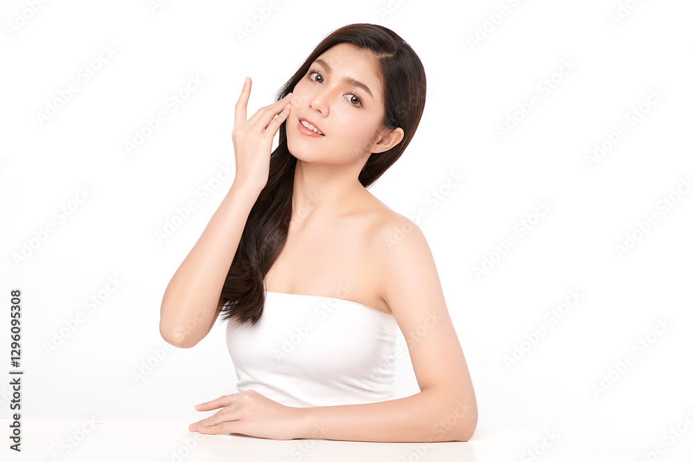 Beautiful young asian woman with clean fresh skin on white background, Face care, Facial treatment, Cosmetology, beauty and spa, Asian women portrait. Beautiful young asian woman with clean fresh skin on white background, Face care, Facial treatment, Cosmetology, beauty and spa, Asian women portrait.